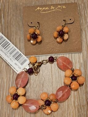 Anna & Ava Peach and Plum Floral Drop Earrings